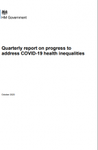 Quarterly report on progress to address COVID-19 health inequalities